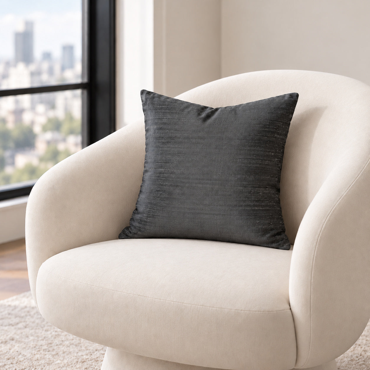 Sankara Silk Pillow - Dark Gray - 16x16 square pillow - lifestyle | all-groups