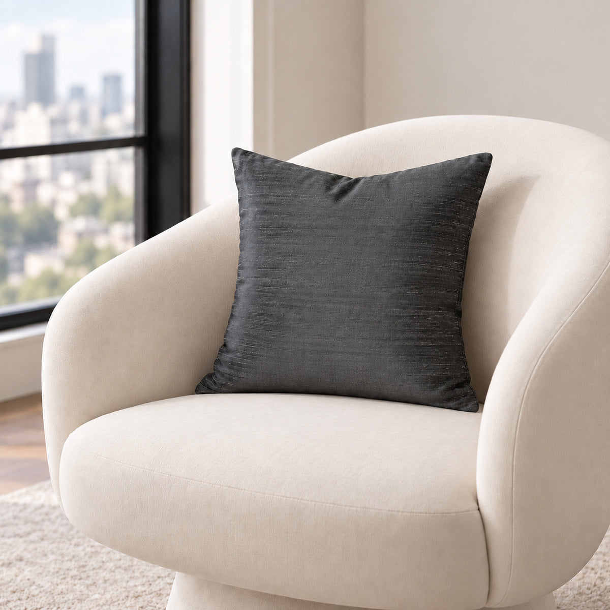 Sankara Silk Pillow - Dark Gray - 16x16 square pillow - lifestyle | all-groups