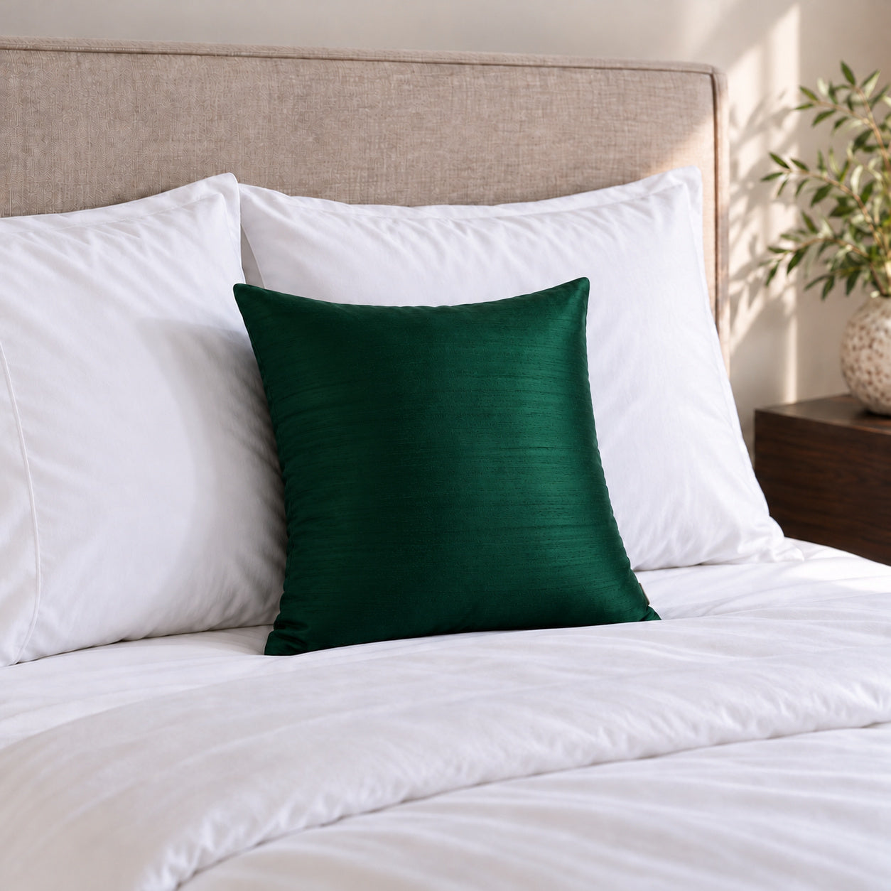 Sankara Silk Pillow - Dark Green - 16x16 square pillow - lifestyle