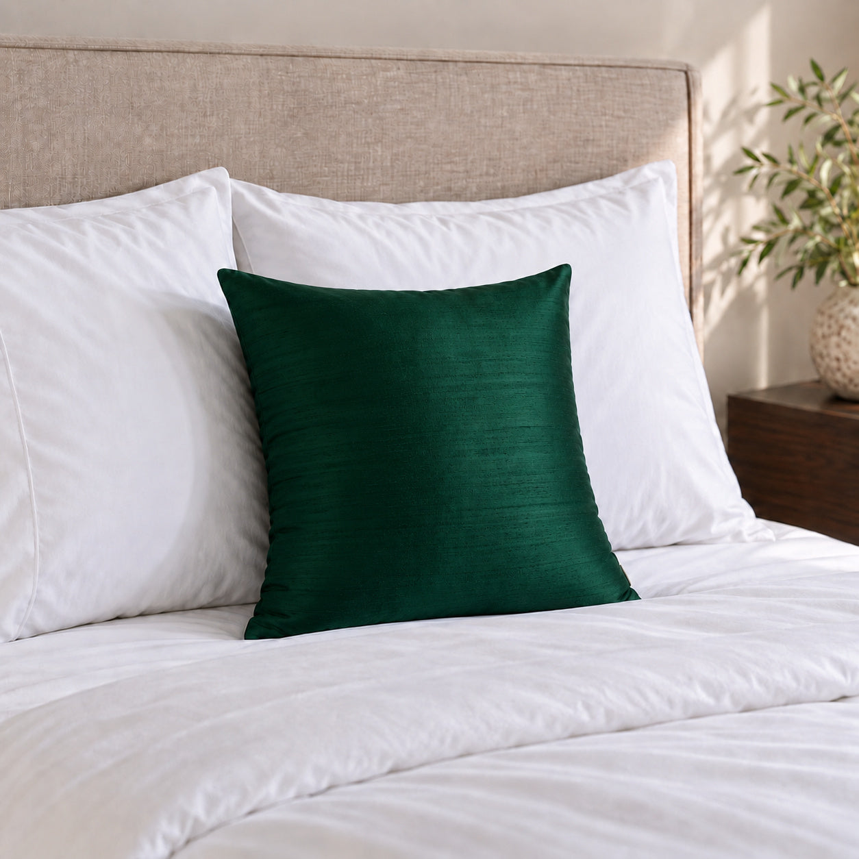 Sankara Silk Pillow - Dark Green - 18x18 square pillow - lifestyle