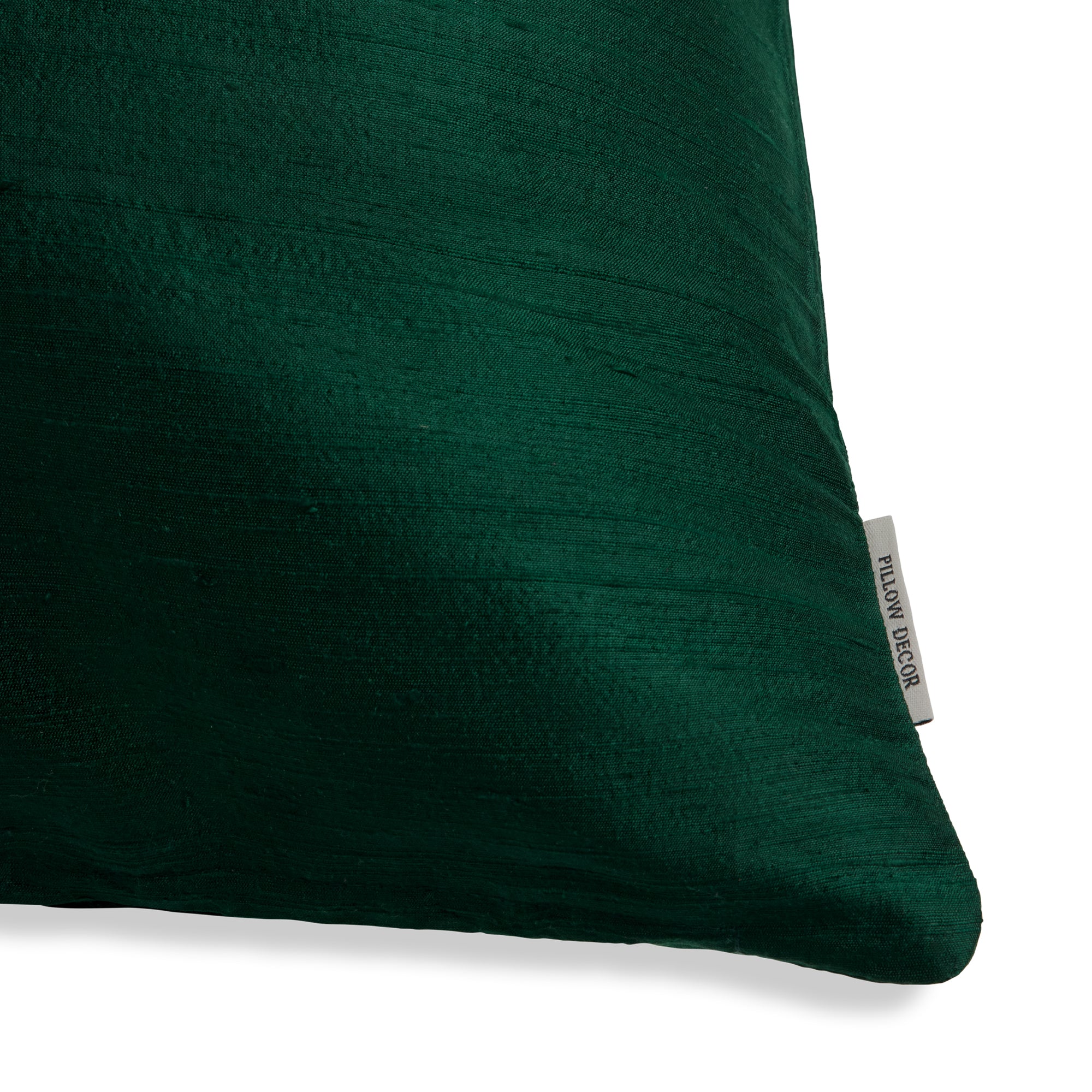 Sankara Silk Pillow - Dark Green - corner detail | all-groups
