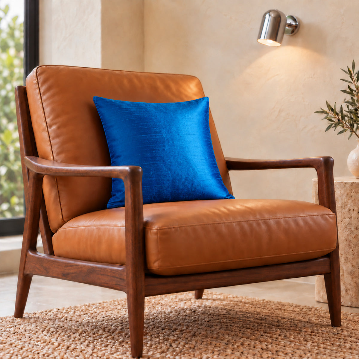 Sankara Silk Pillow - Electric Blue - 16x16 square pillow - lifestyle