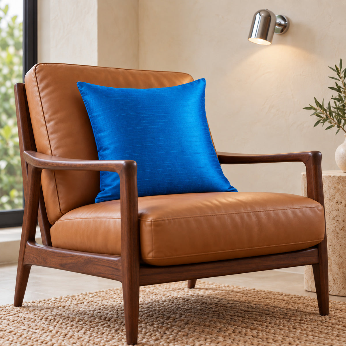 Sankara Silk Pillow - Electric Blue - 18x18 square pillow - lifestyle | all-groups
