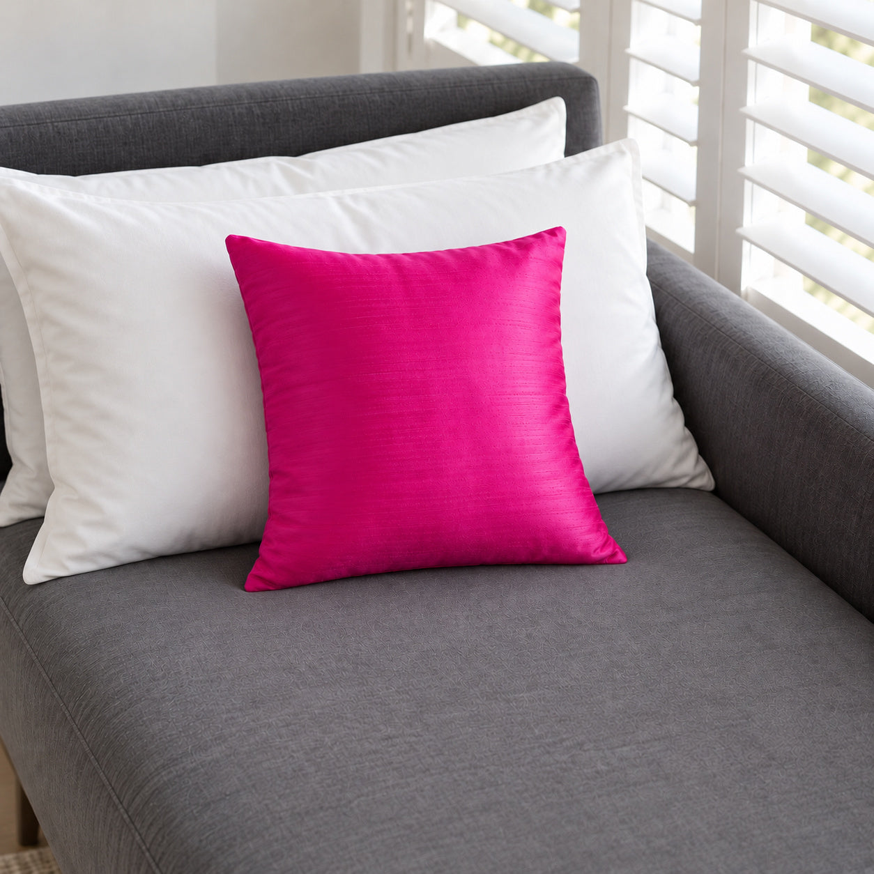 Sankara Silk Pillow - Fuchsia - 16x16 square pillow - lifestyle
