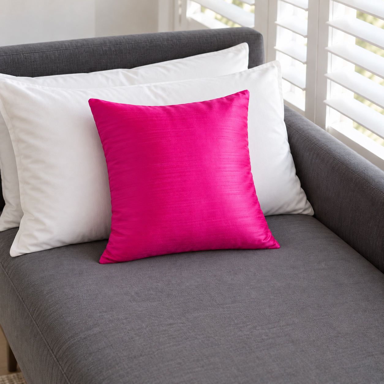 Sankara Silk Pillow - Fuchsia - 18x18 square pillow - lifestyle