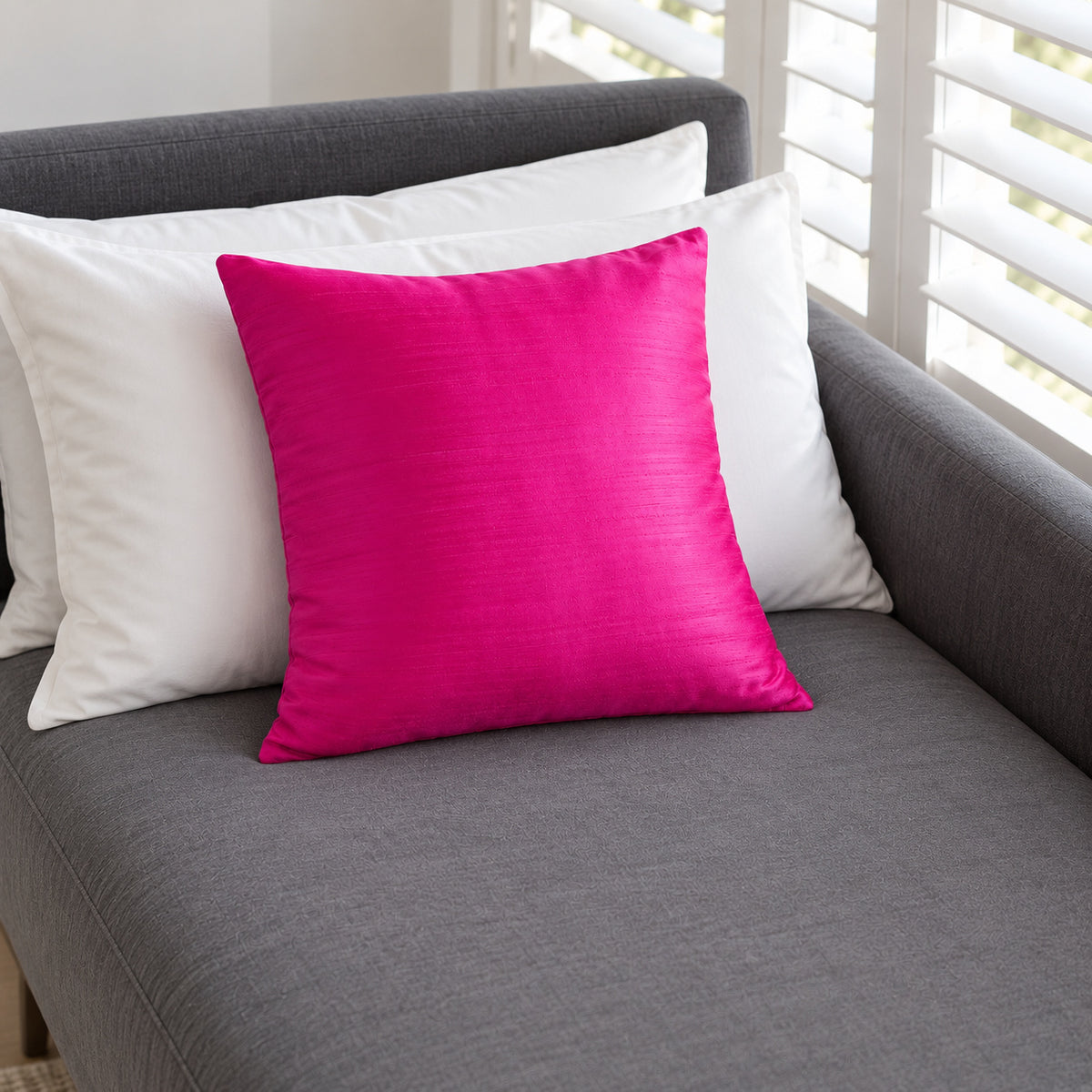 Sankara Silk Pillow - Fuchsia - 20x20 square pillow - lifestyle | all-groups