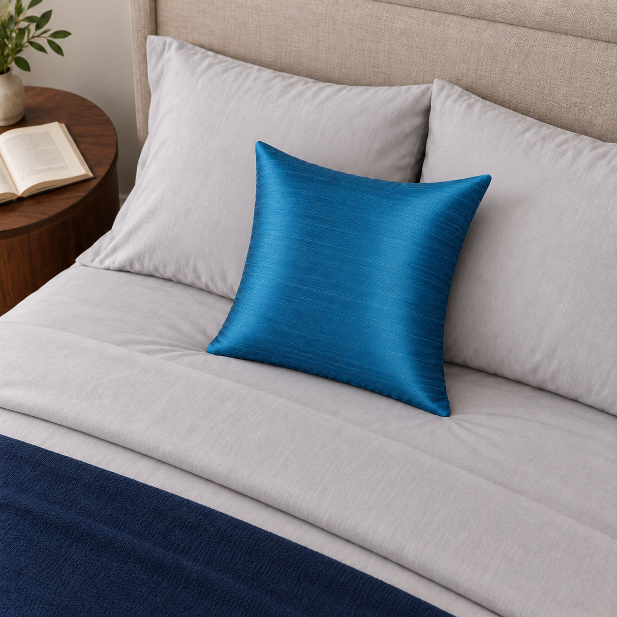 Sankara Silk Pillow - Harbor Blue - 16x16 square pillow - lifestyle