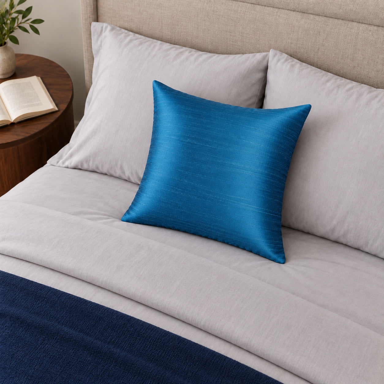 Sankara Silk Pillow - Harbor Blue - 18x18 square pillow - lifestyle