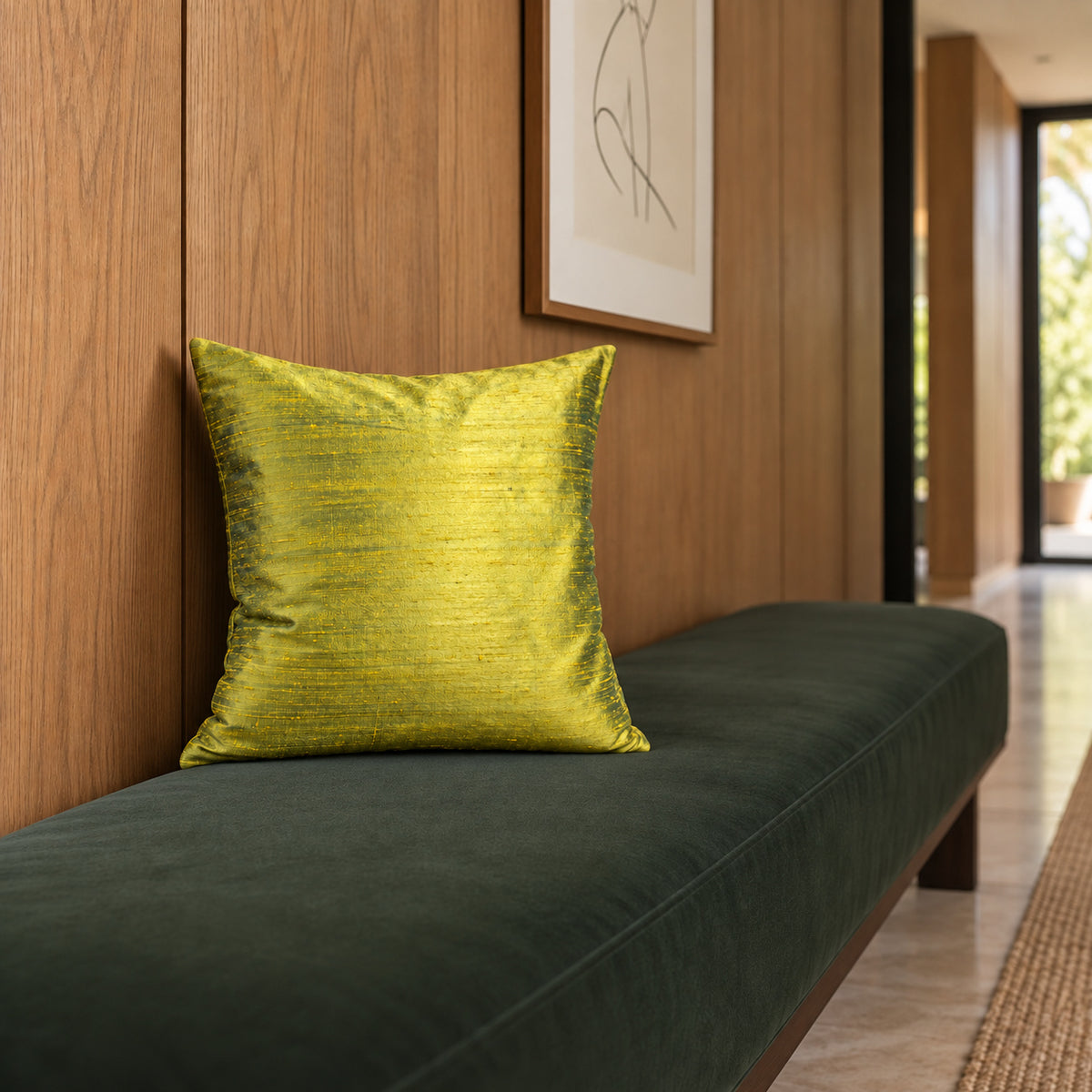 Sankara Silk Pillow - Lime - 16x16 square pillow - lifestyle | all-groups
