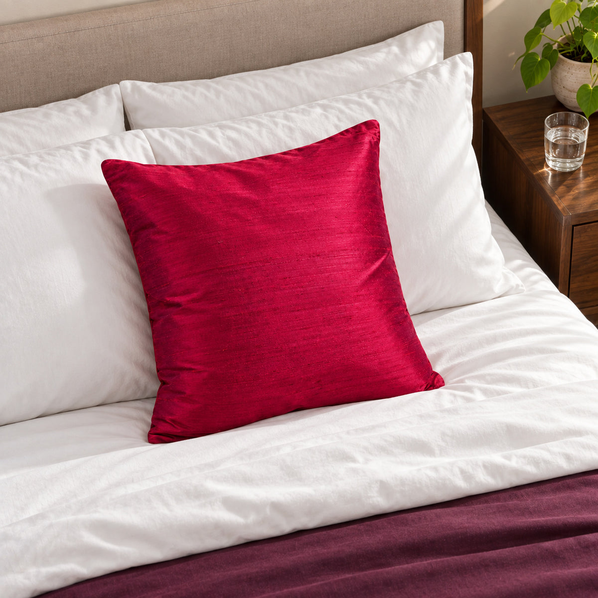 Sankara Silk Pillow - Raspberry - 16x16 square pillow - lifestyle | all-groups