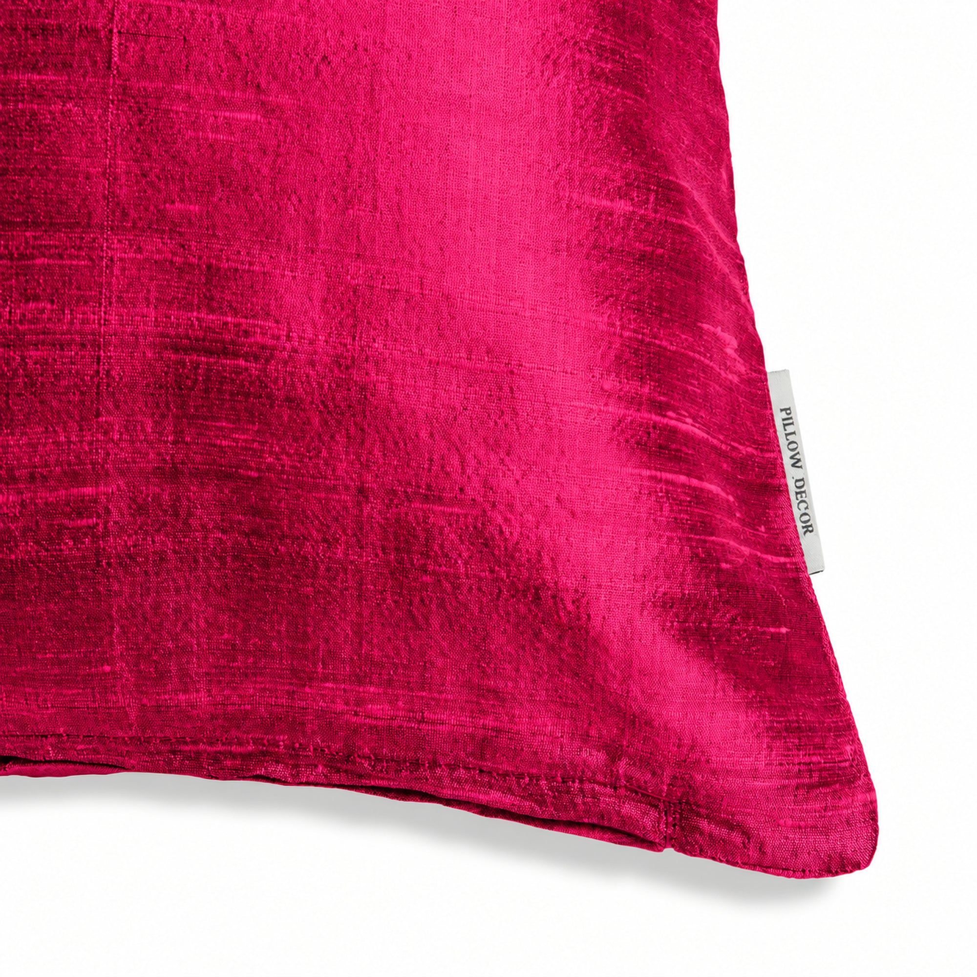 Sankara Silk Pillow - Raspberry - corner detail | all-groups