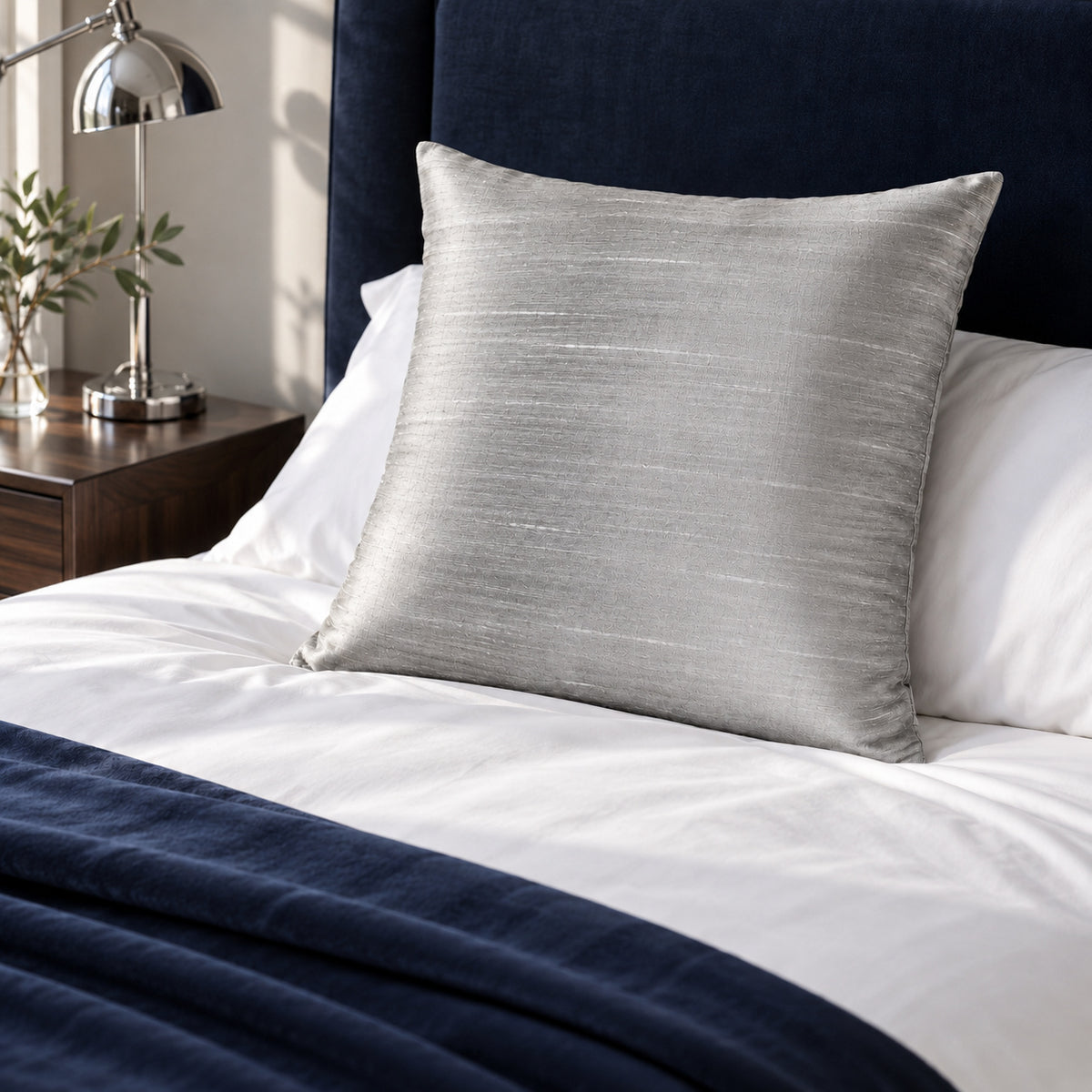 Sankara Silk Pillow - Silver - 20x20 square pillow - lifestyle | all-groups