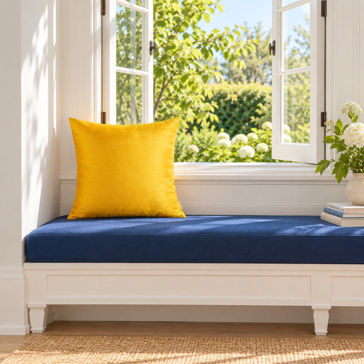 Sankara Silk Pillow - Yellow - 20x20 square pillow - lifestyle | all-groups