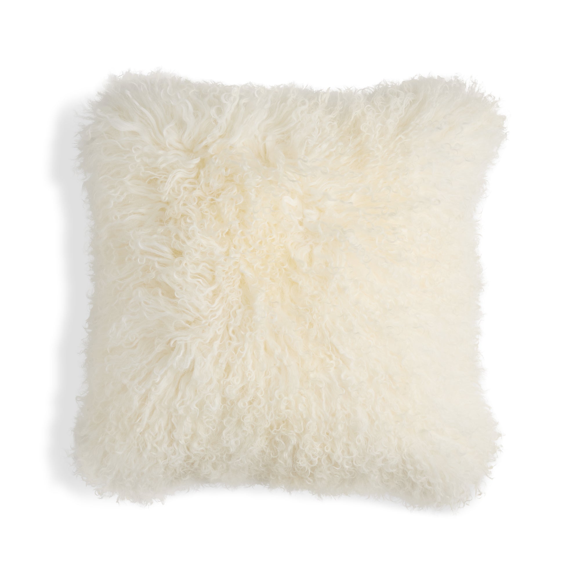 Mongolian Sheepskin Pillow - Cream - 18x18 square pillow