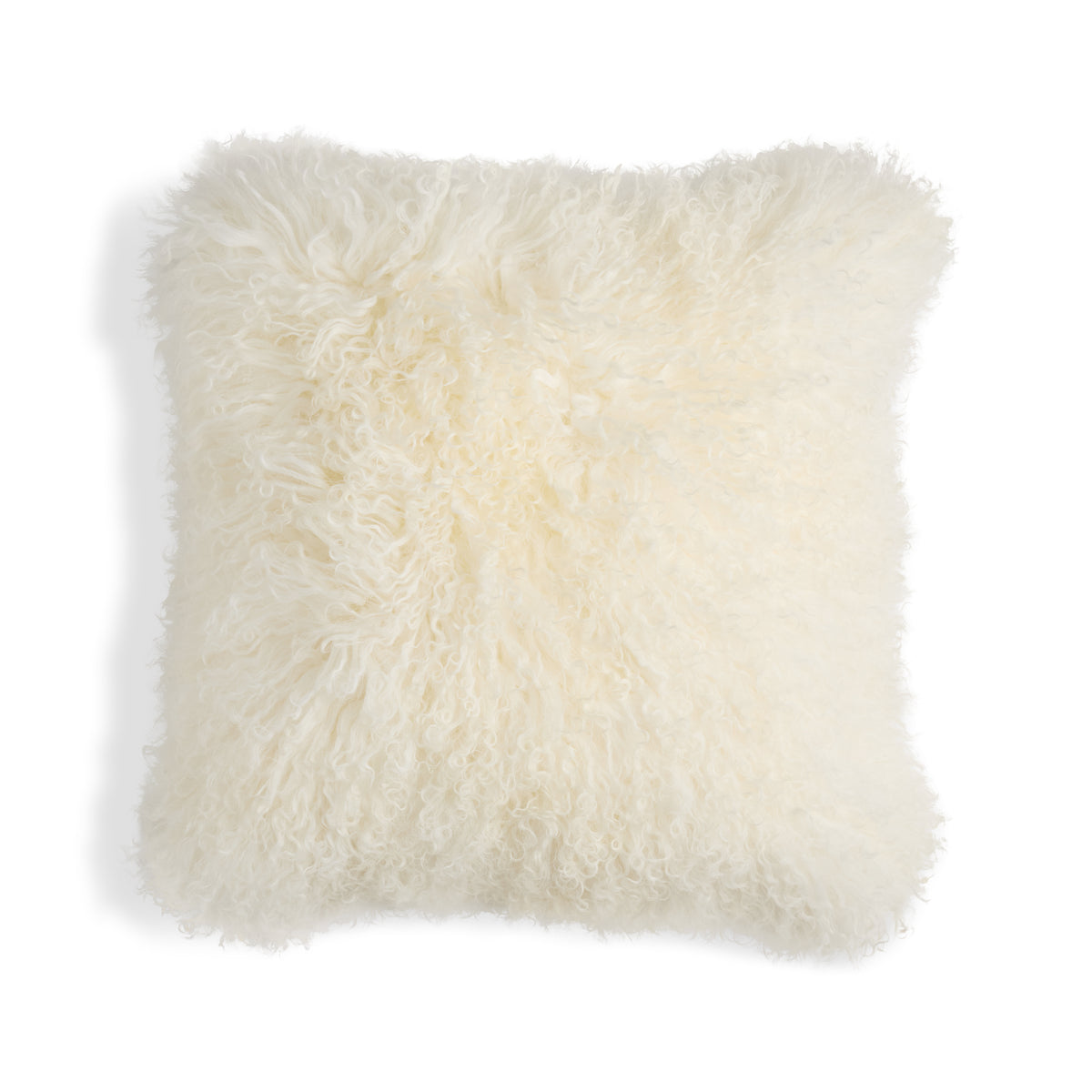 Mongolian Sheepskin Pillow - Cream - 18x18 square pillow
