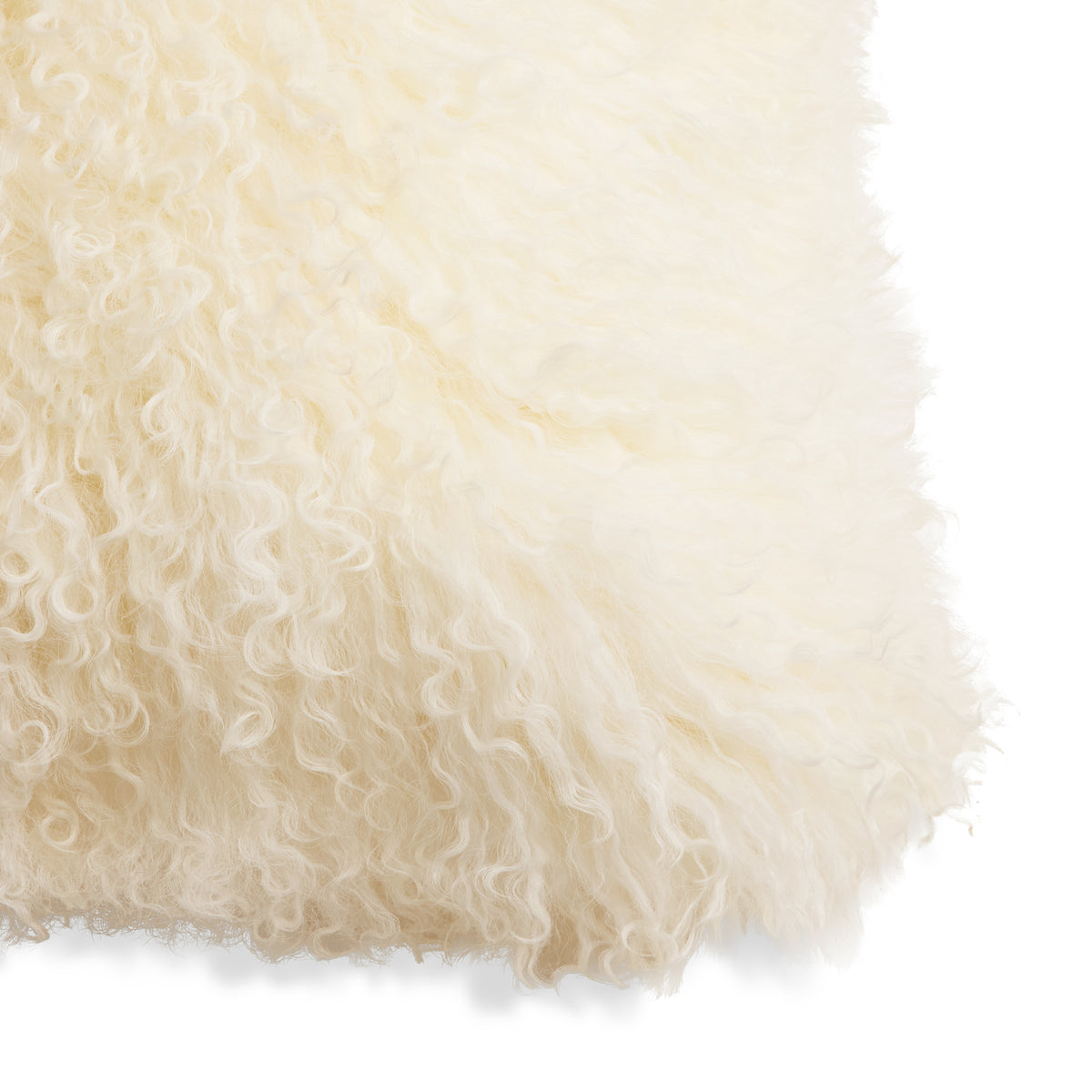Mongolian Sheepskin Pillow - Cream - corner detail | all-groups