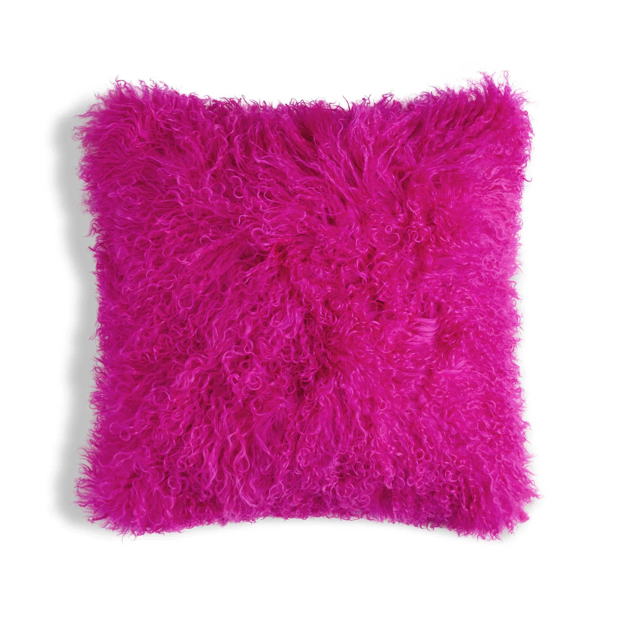 Mongolian Sheepskin Pillow - Fuchsia - 18x18 square pillow