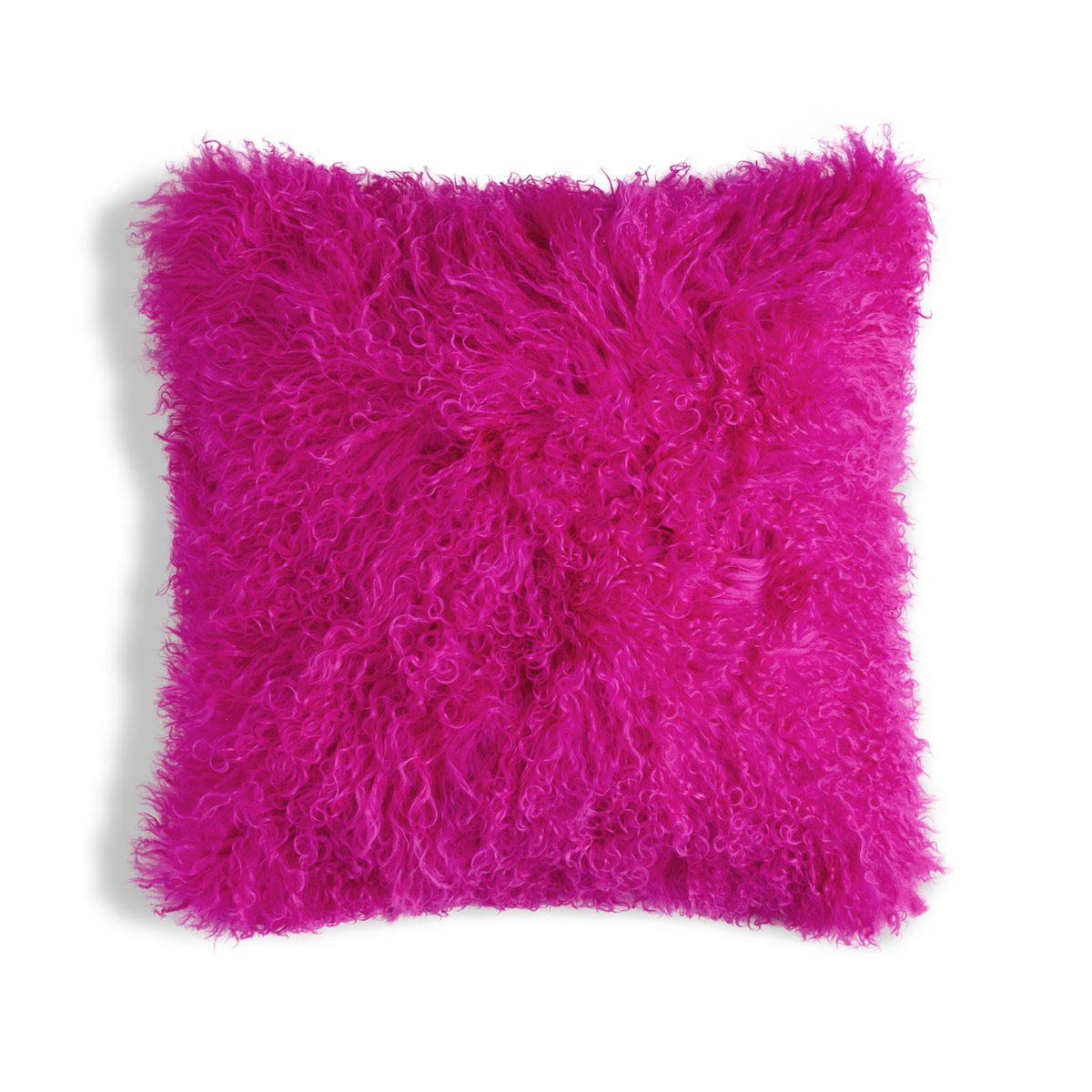 Mongolian Sheepskin Pillow - Fuchsia - 18x18 square pillow