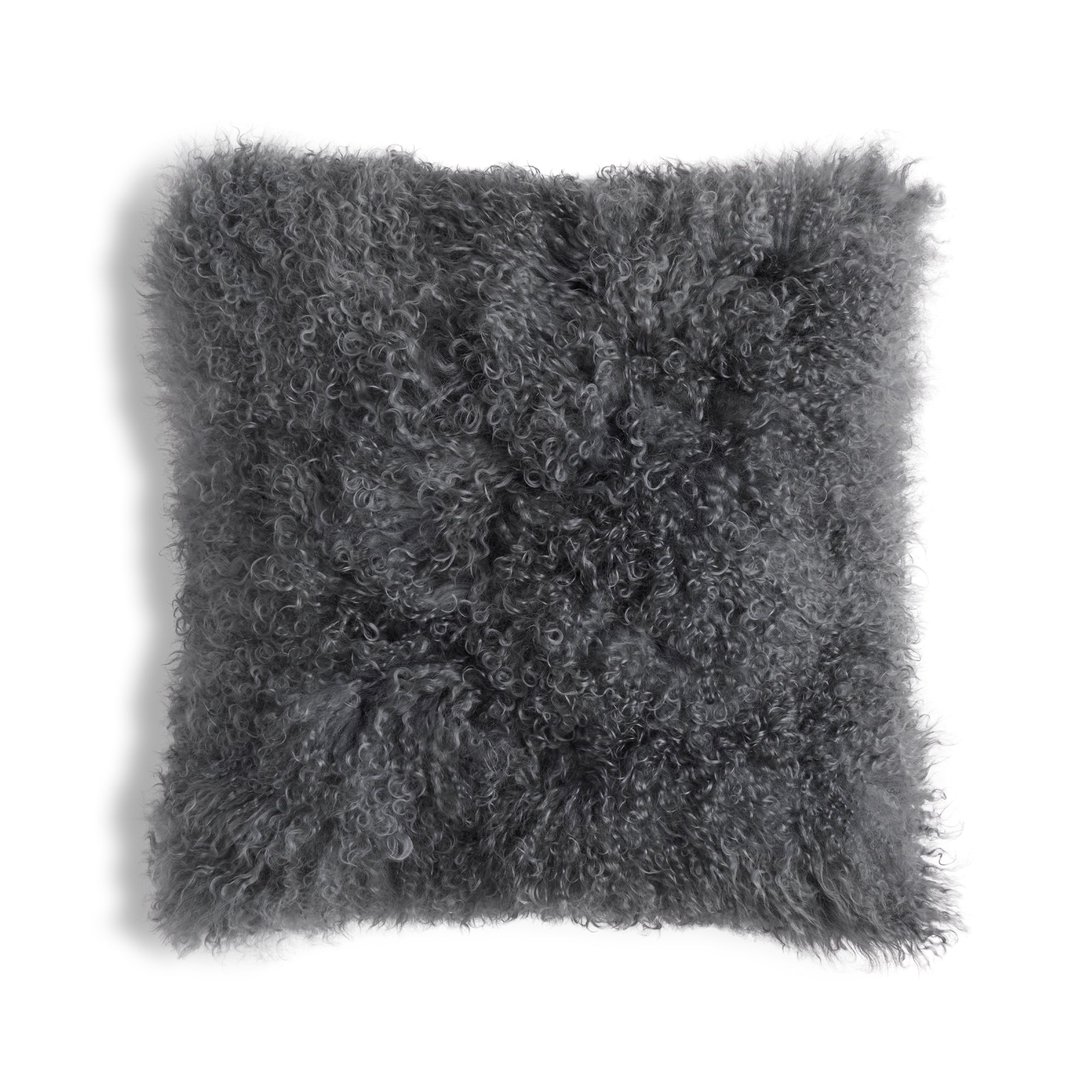 Mongolian Sheepskin Pillow - Gray - 18x18 square pillow