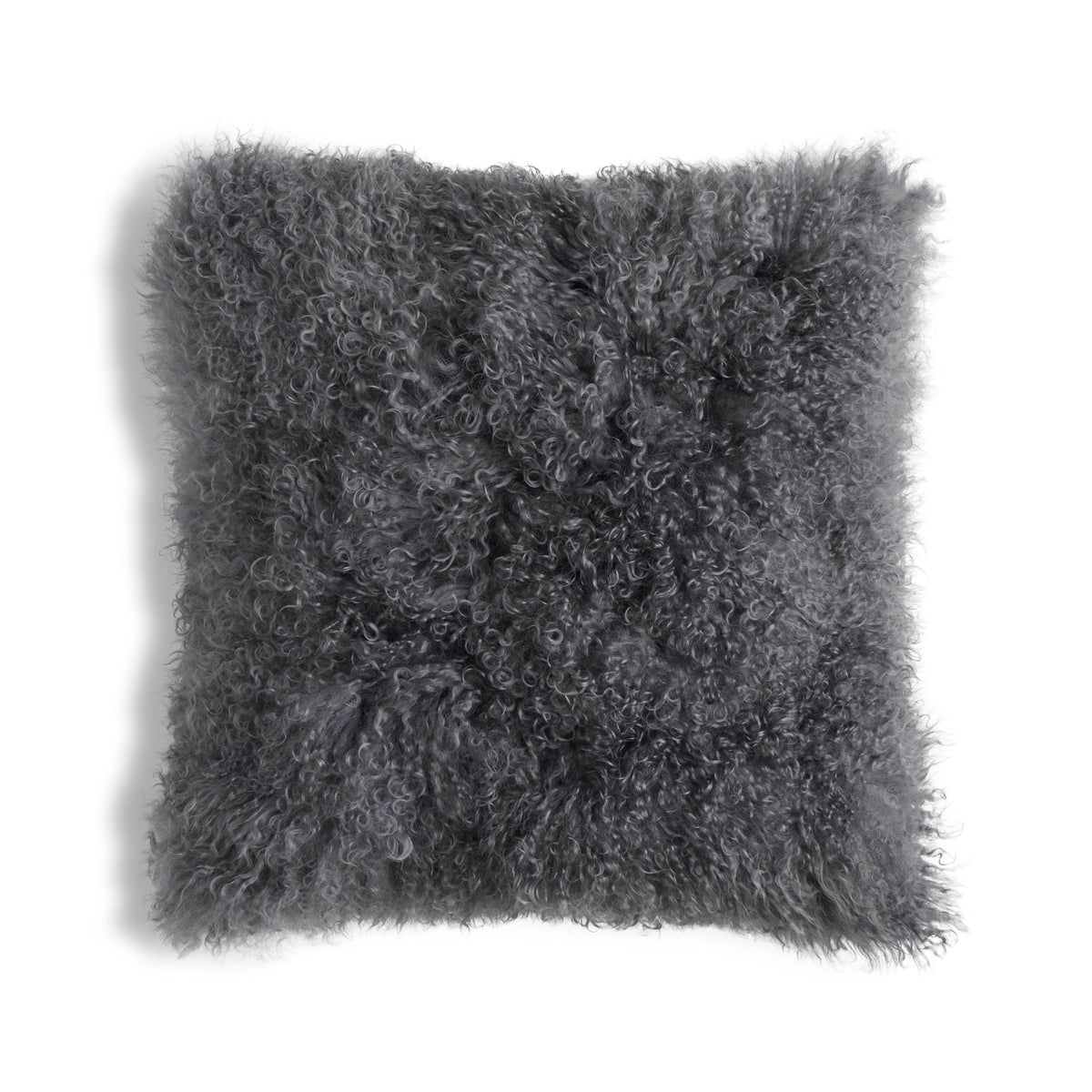 Mongolian Sheepskin Pillow - Gray - 18x18 square pillow