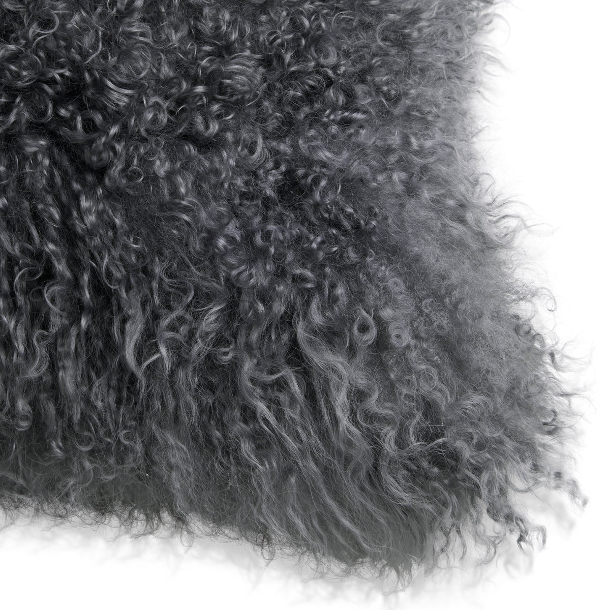 Mongolian Sheepskin Pillow - Gray - corner detail | all-groups