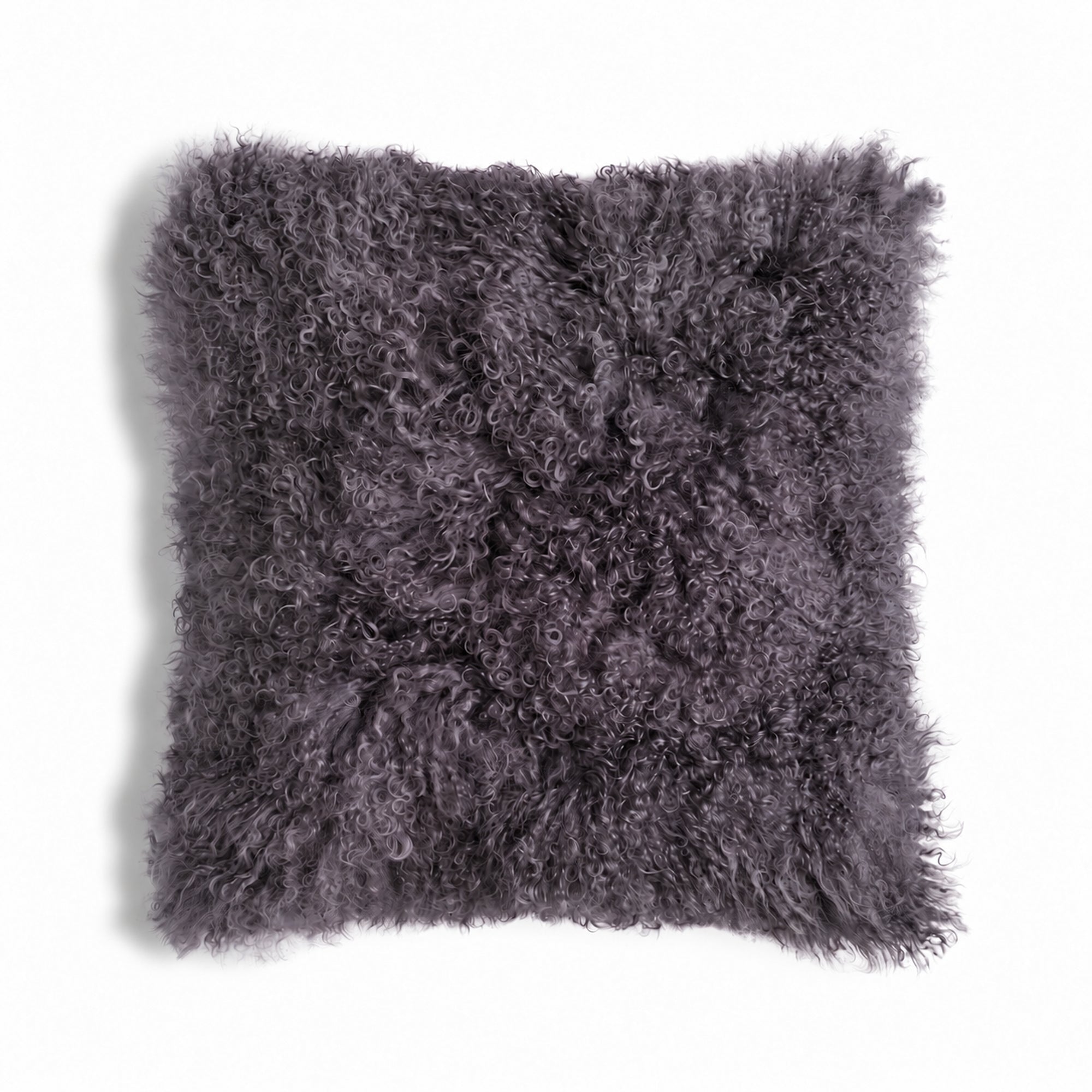 Mongolian Sheepskin Pillow - Pewter - 18x18 square pillow