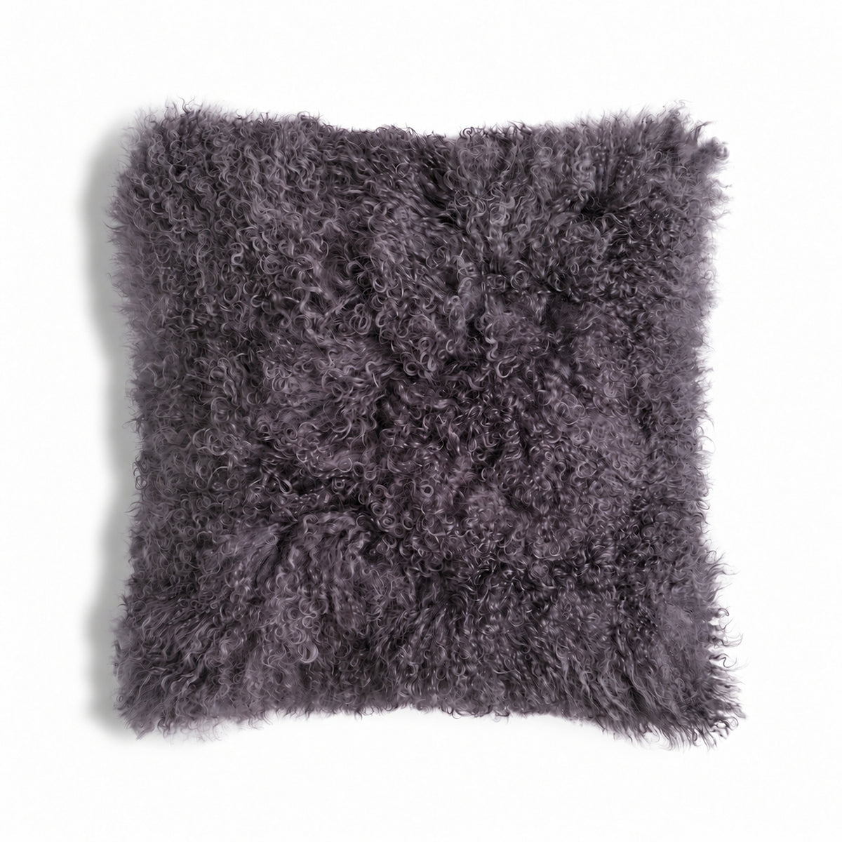 Mongolian Sheepskin Pillow - Pewter - 18x18 square pillow