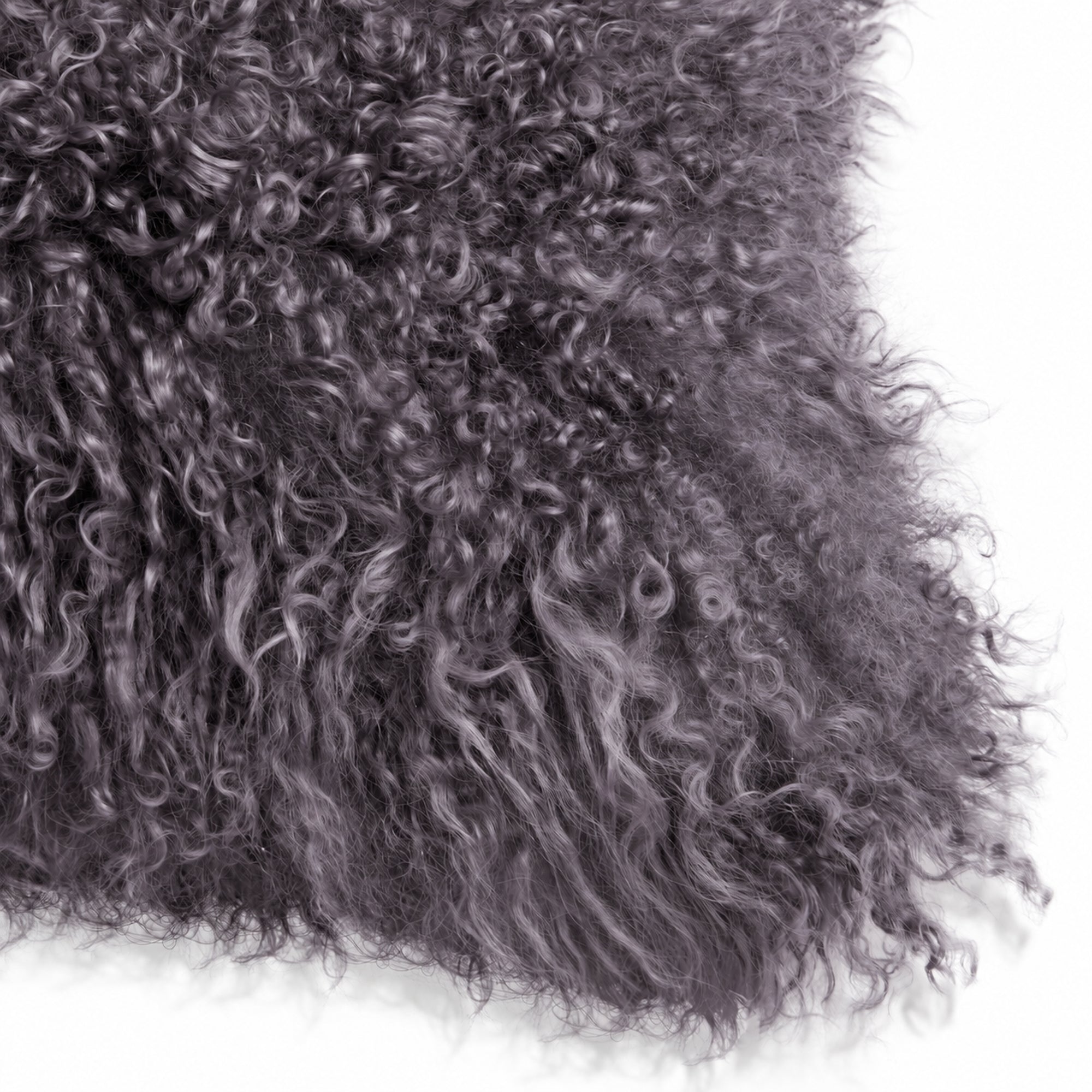 Mongolian Sheepskin Pillow - Pewter - corner detail | all-groups