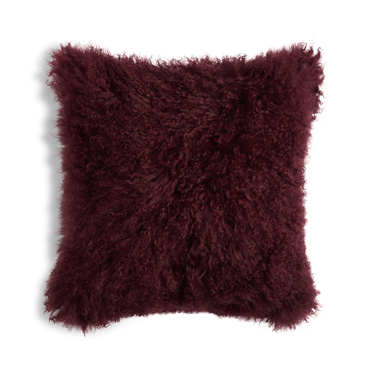 Mongolian Sheepskin Pillow - Wine - 18x18 square pillow