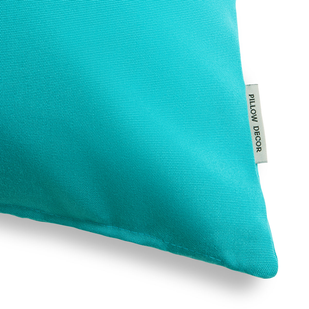 Sunbrella Outdoor Solid Pillow - Aruba Turquoise Blue - corner detail | all-groups