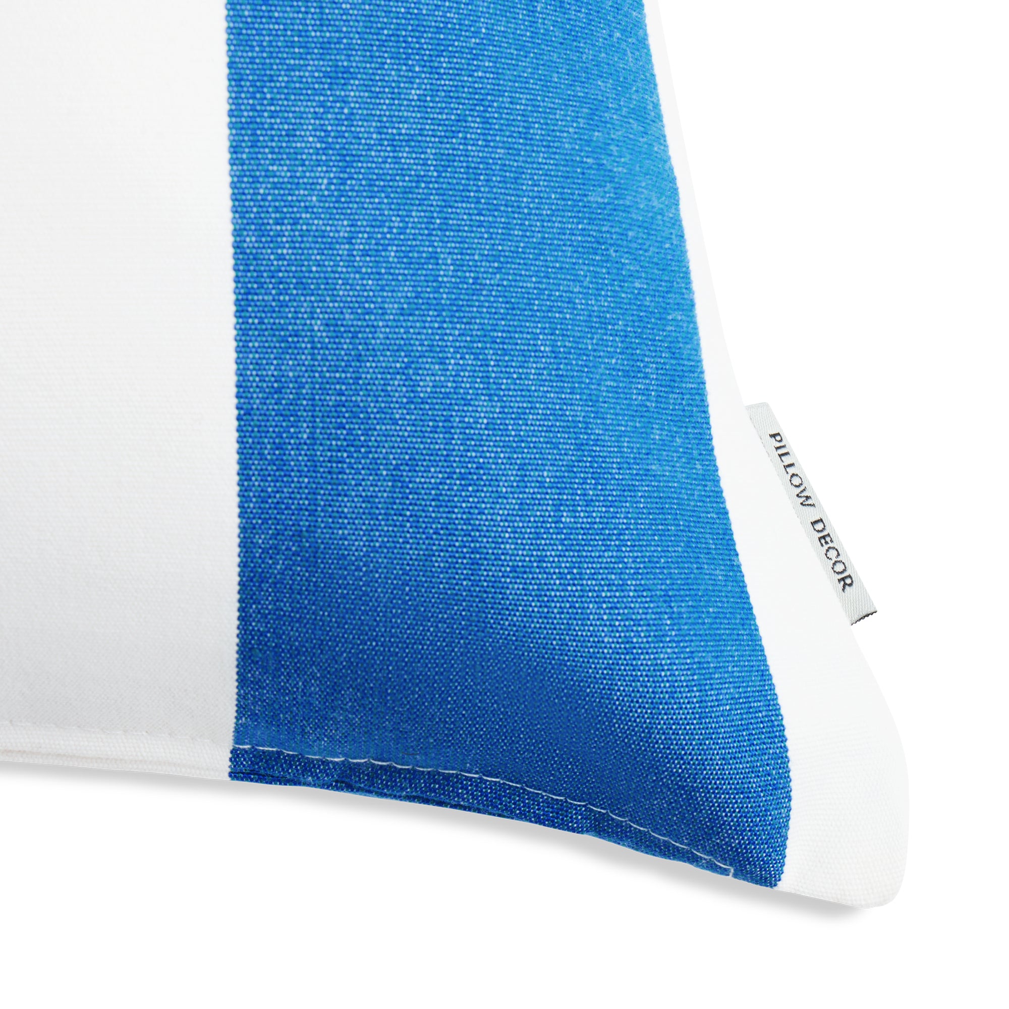 Sunbrella Outdoor Stripe Pillow - Cabana Blue - corner detail | all-groups