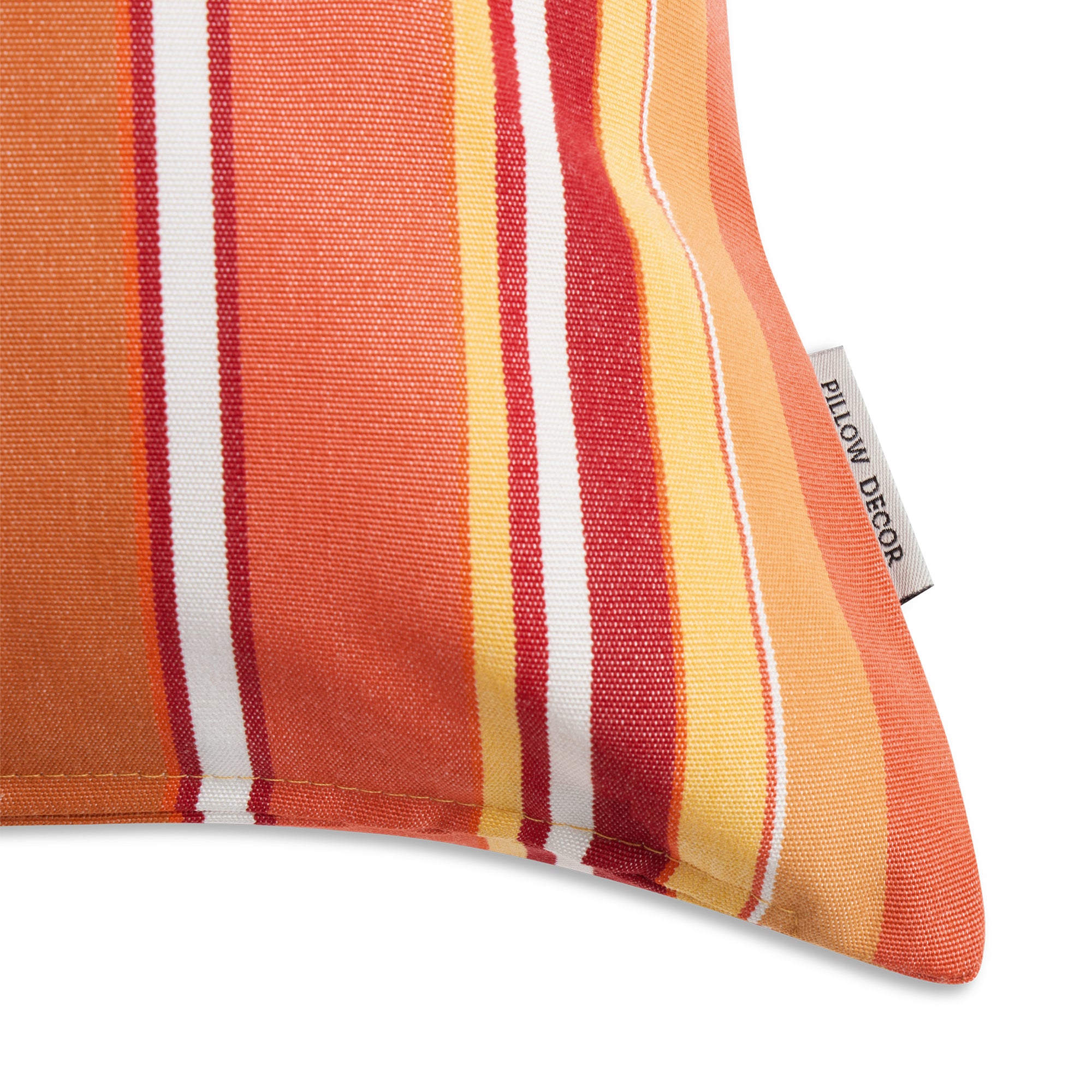 Sunbrella Outdoor Stripe Pillow - Dolce Mango - corner detail | all-groups