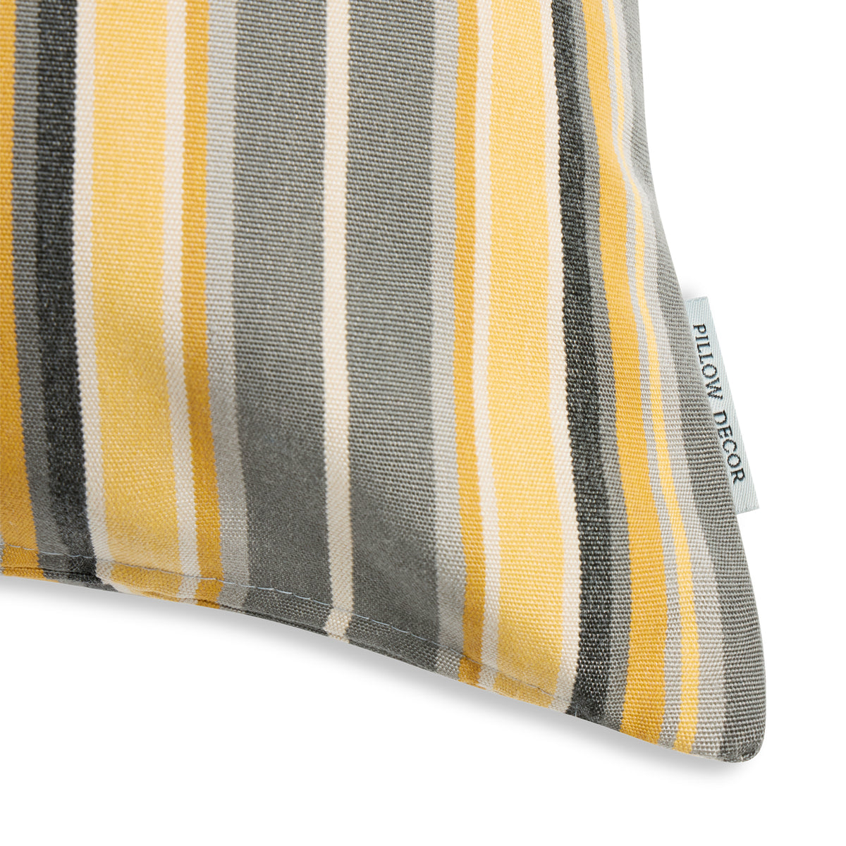 Sunbrella Outdoor Stripe Pillow - Savannah Stone - corner detail | all-groups