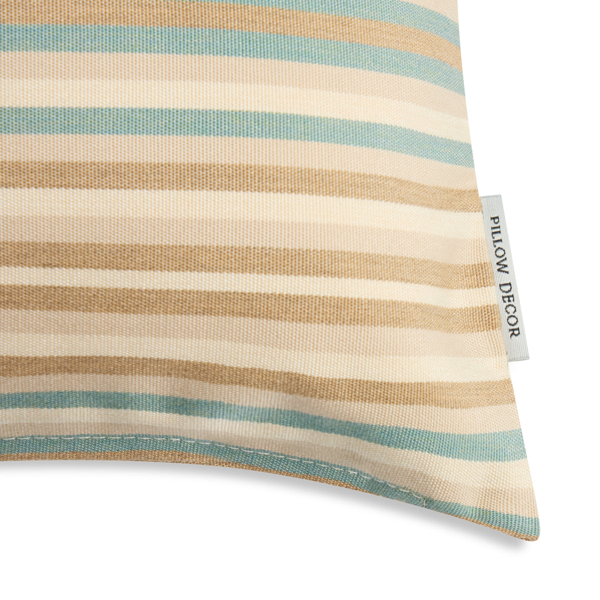 Sunbrella Outdoor Stripe Pillow - Bungalow Beige - corner detail | all-groups