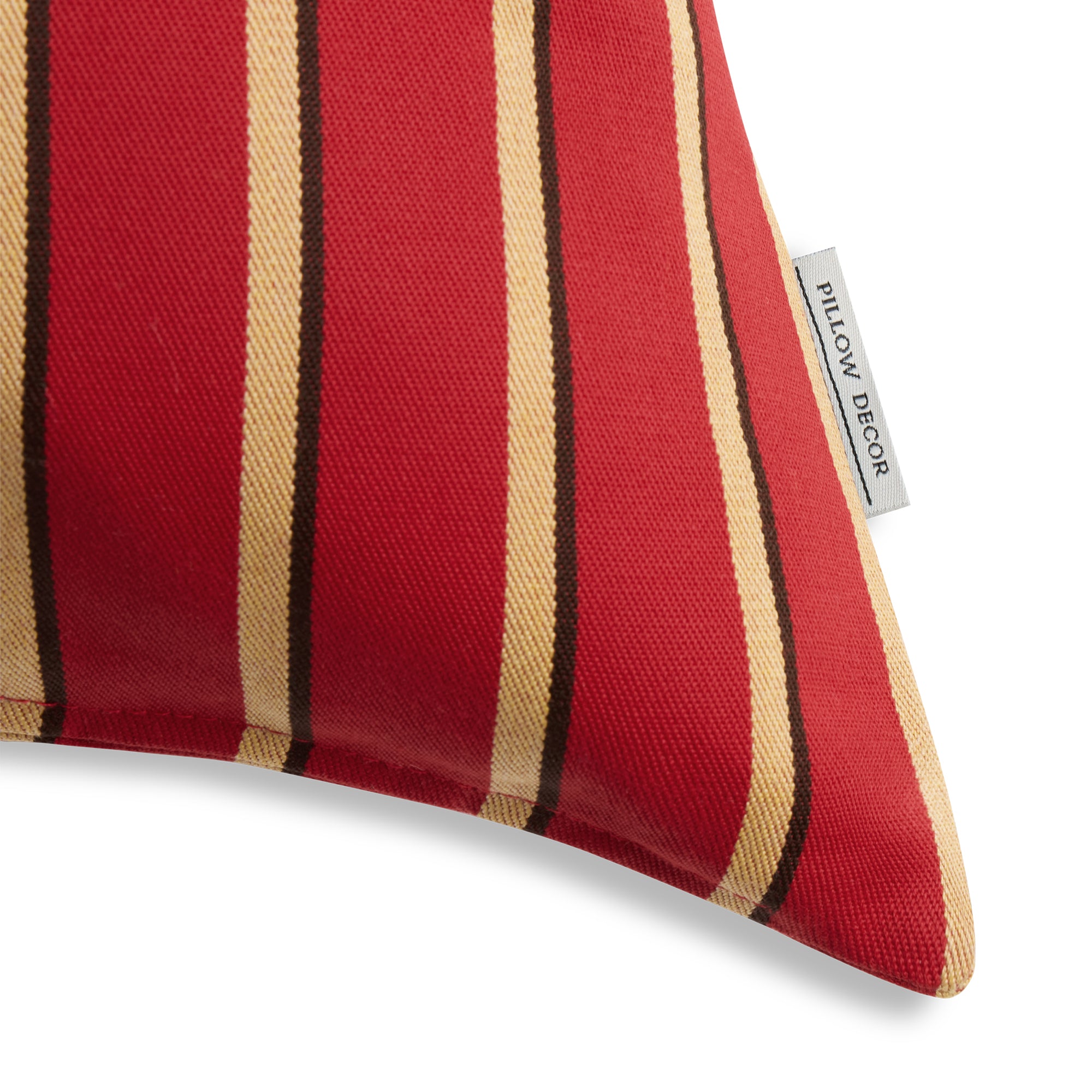 Sunbrella Outdoor Stripe Pillow - Mesa Flame - corner detail | all-groups