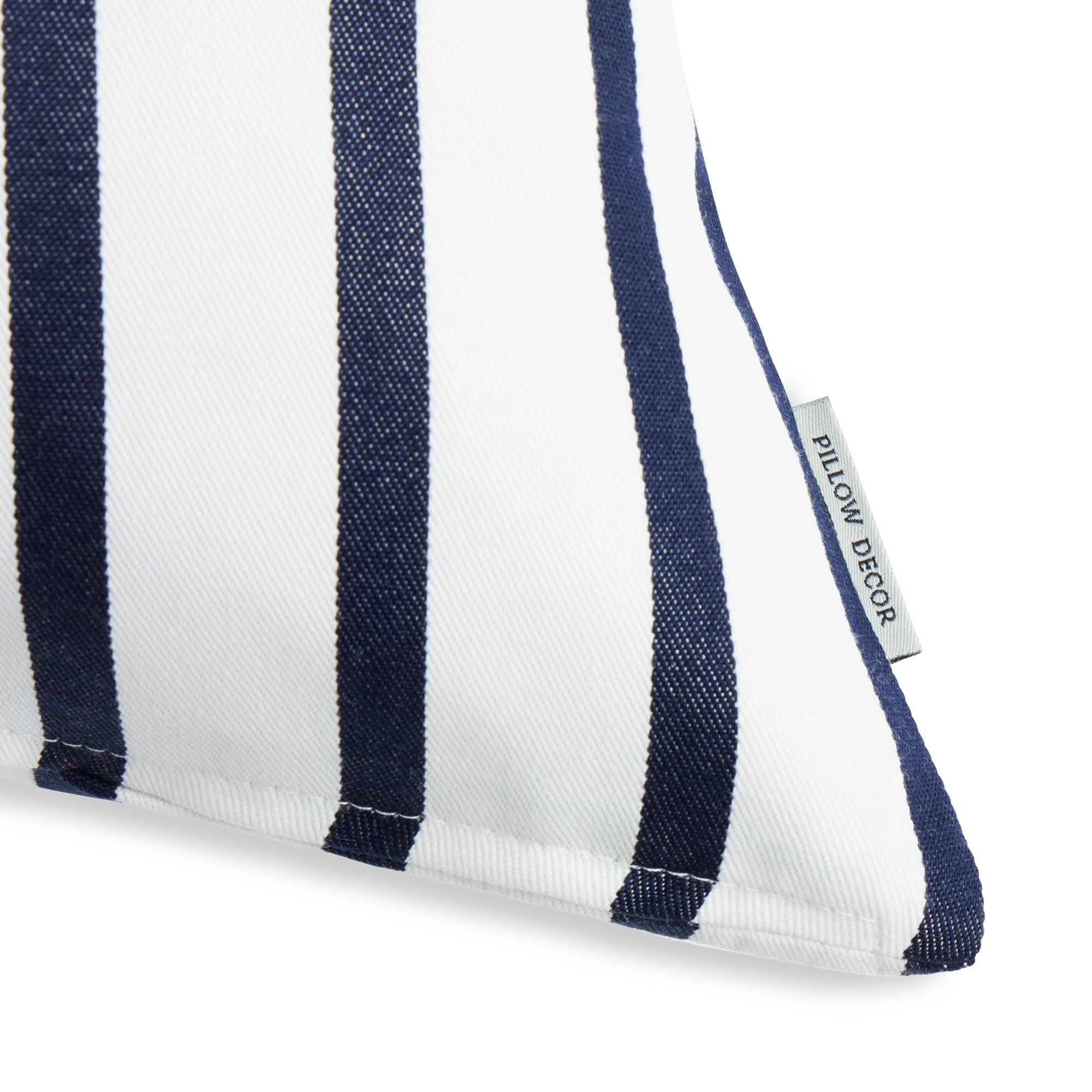 Sunbrella Outdoor Stripe Pillow - Lido Navy - corner detail | all-groups
