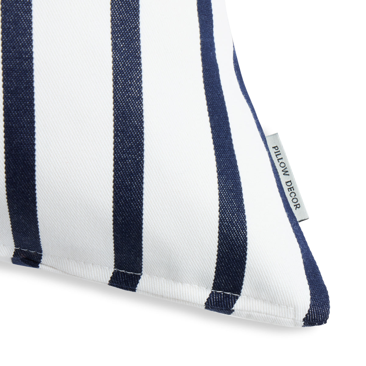 Sunbrella Outdoor Stripe Pillow - Lido Navy - corner detail | all-groups