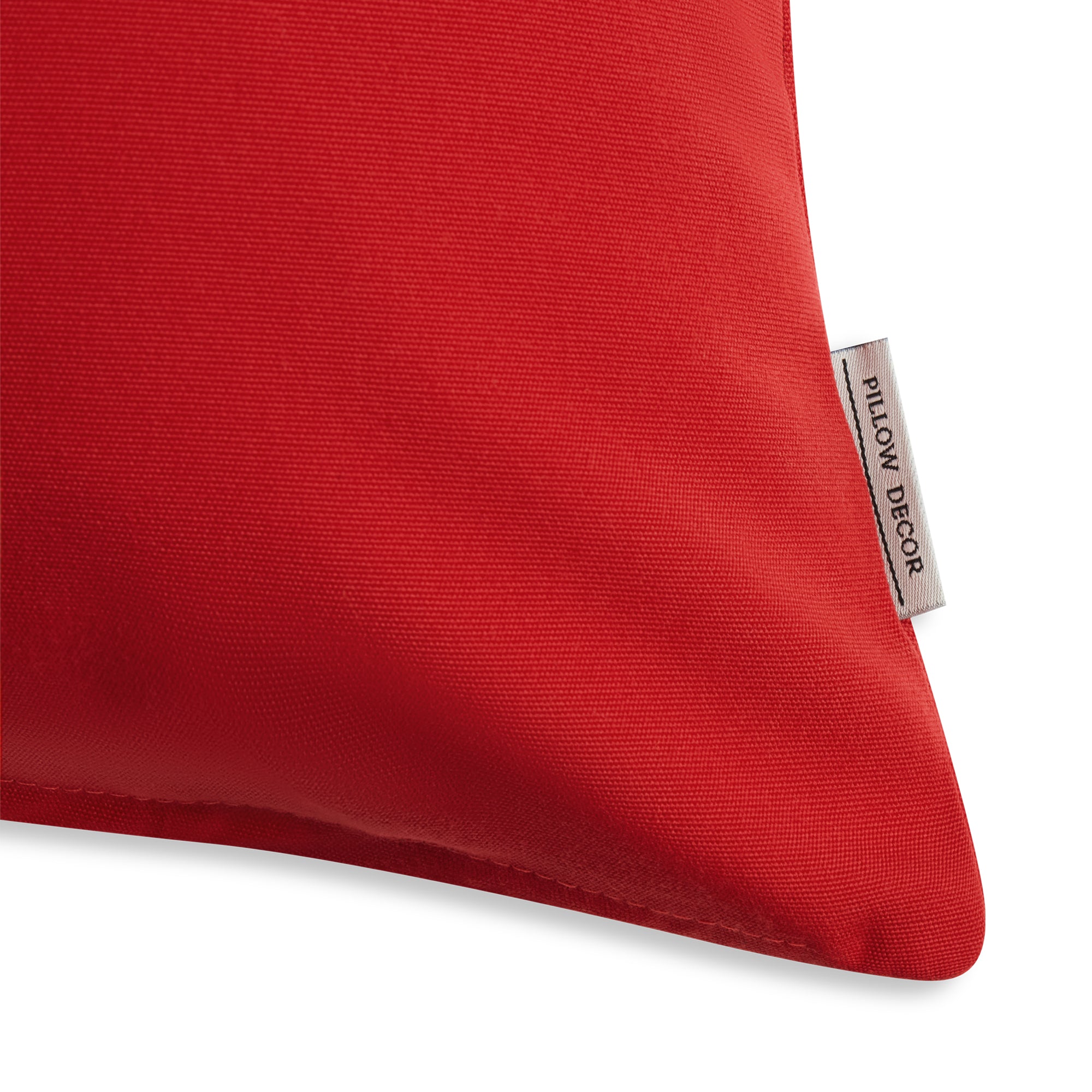 Sunbrella Outdoor Solid Pillow - Poppy Red - corner detail | all-groups