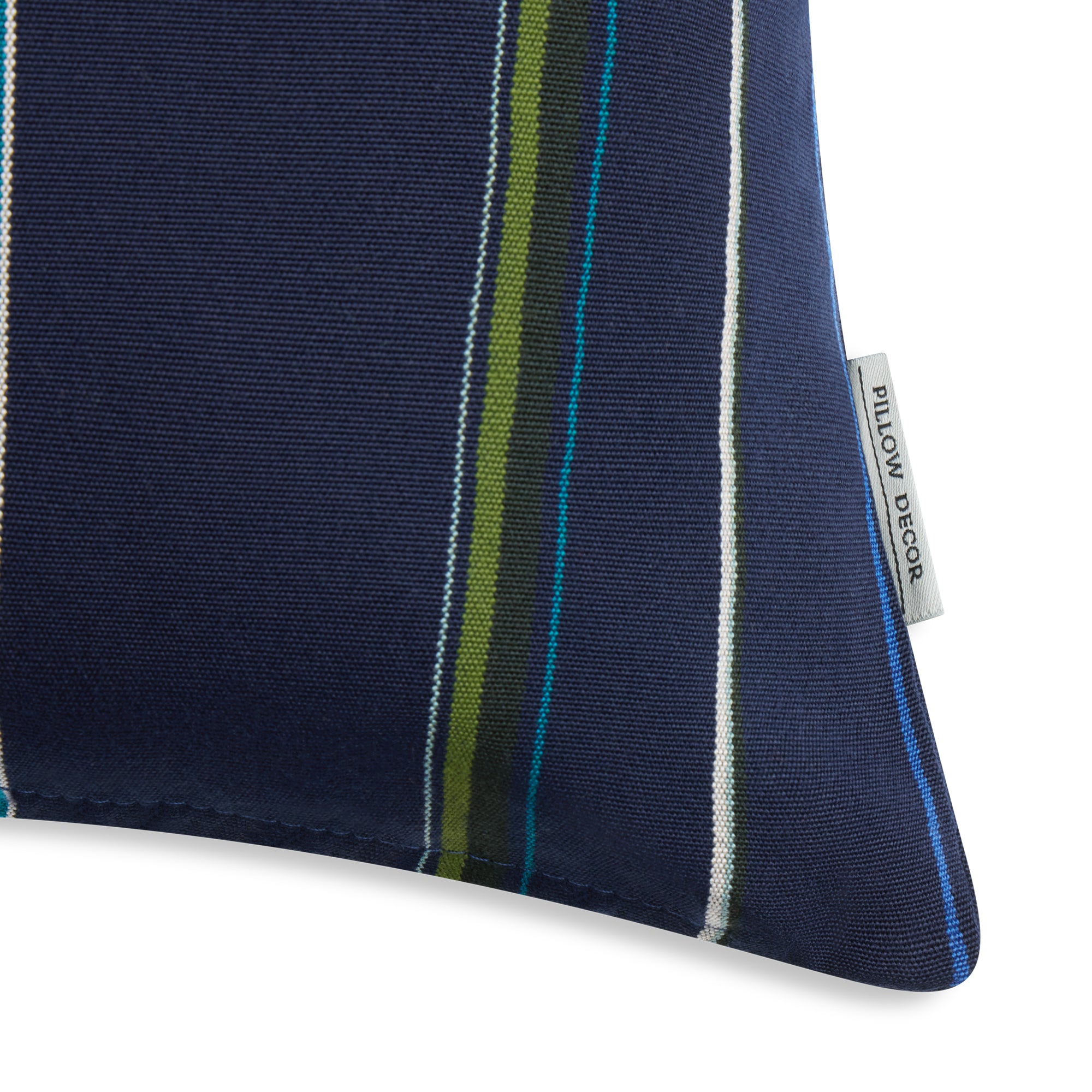 Sunbrella Outdoor Stripe Pillow - Riverbend Blues - corner detail | all-groups
