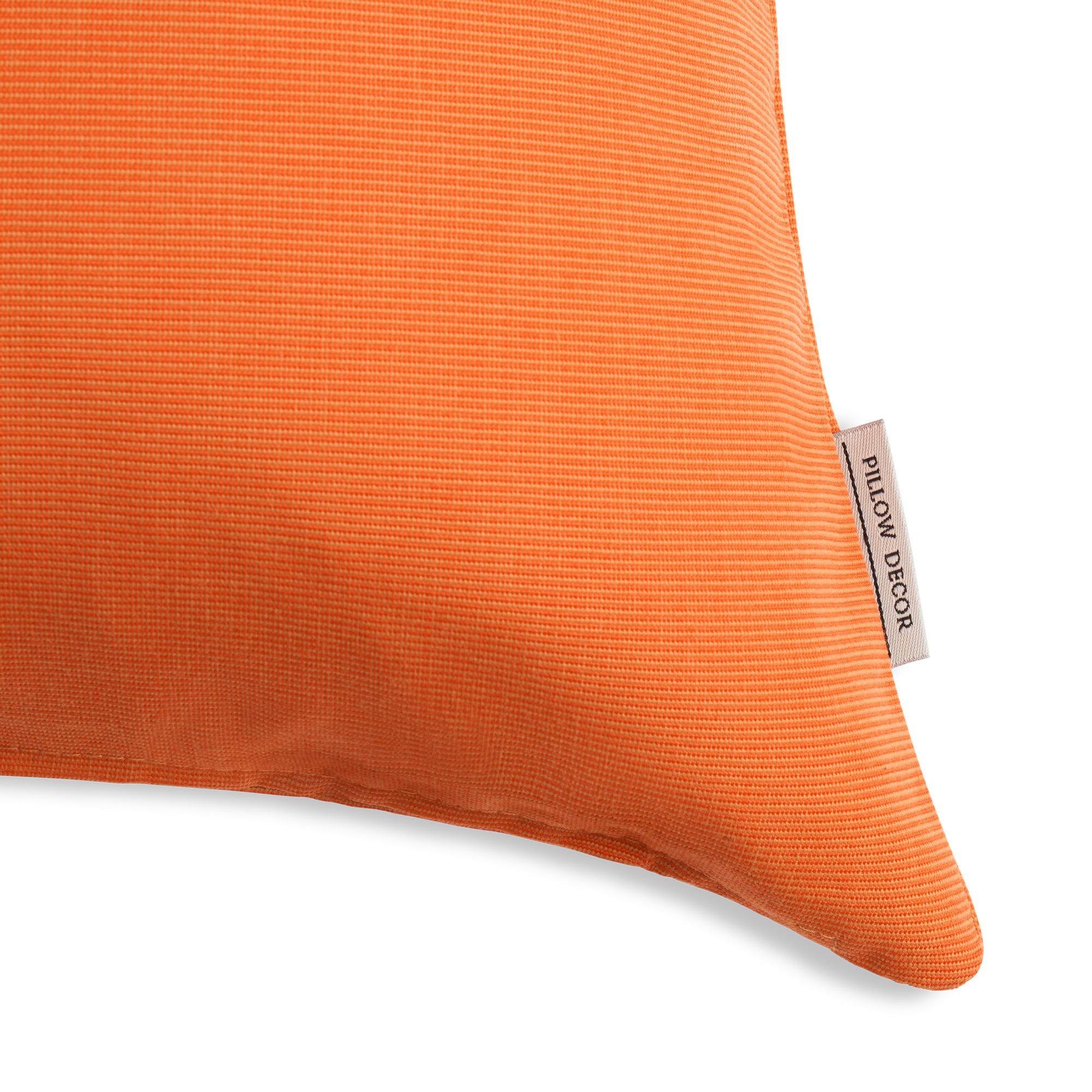 Sunbrella Outdoor Solid Pillow - Tangerine Orange - corner detail | all-groups